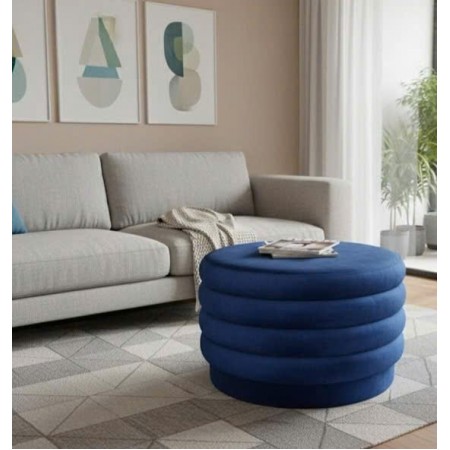 88003019 : Bàn Sofa, Ottoman Hình Tròn - Xanh Dương
